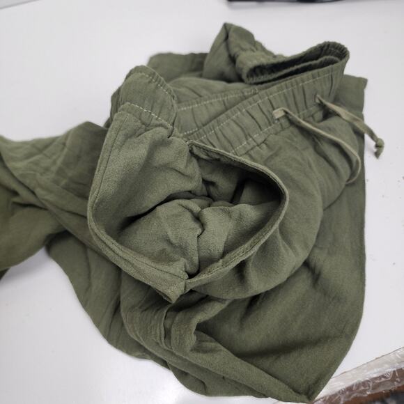 Army / Olive Green Elastic Drawstring Pull-On Straight Leg Pants Women's Size M - Picture 4 of 5